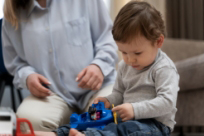 Child engaged in developmental play